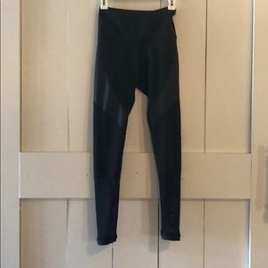 High Waisted Black Leggings mesh bottom details